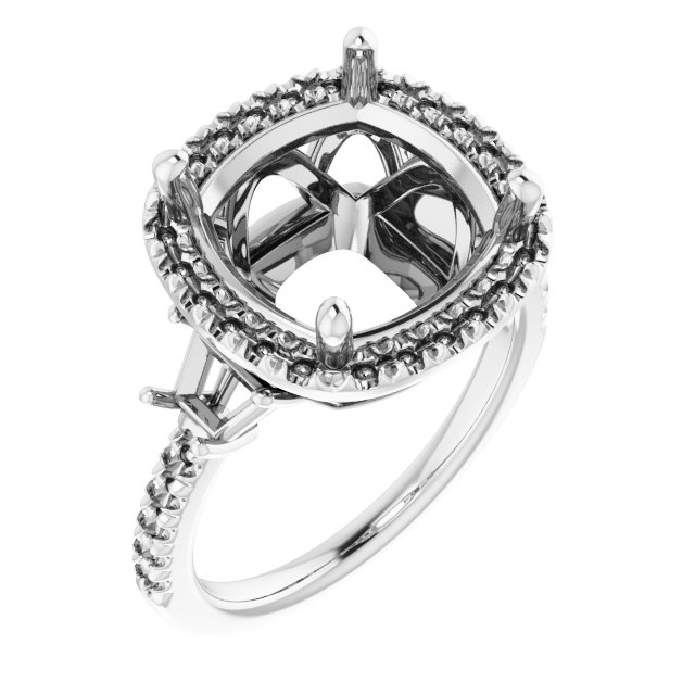 French-Set Halo-Style Engagement Ring or Band
