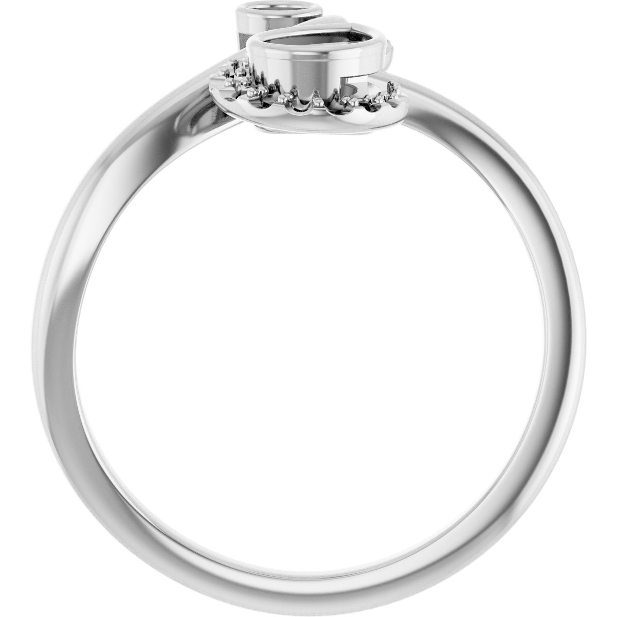 14K White 1/2 CTW Natural Diamond Bezel-Set Bypass Ring  