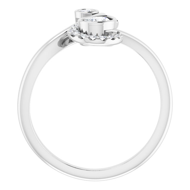 14K White 1/2 CTW Diamond Bezel-Set Bypass Ring  