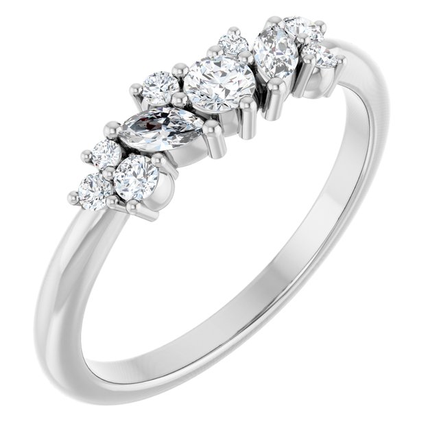 14K White 1/3 CTW Diamond Multi-Shape Ring  