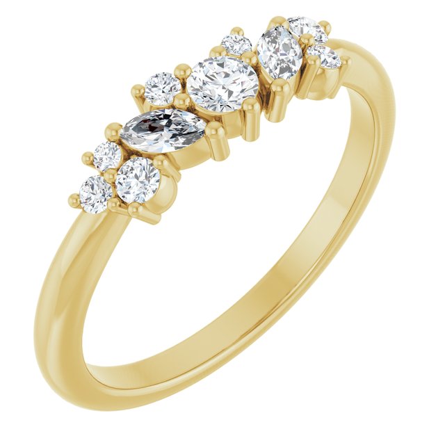 14K Yellow 1/3 CTW Diamond Multi-Shape Ring
