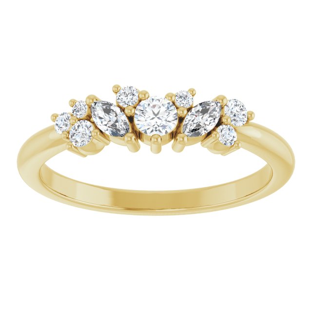 14K Yellow 1/3 CTW Diamond Multi-Shape Ring  