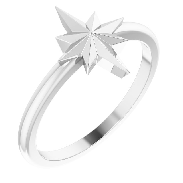 14K White Starburst Ring