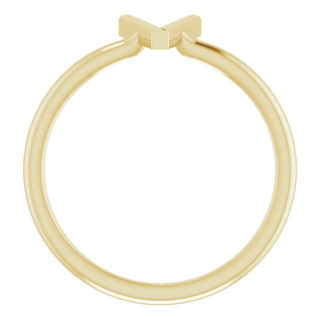 14K Yellow Initial V Ring