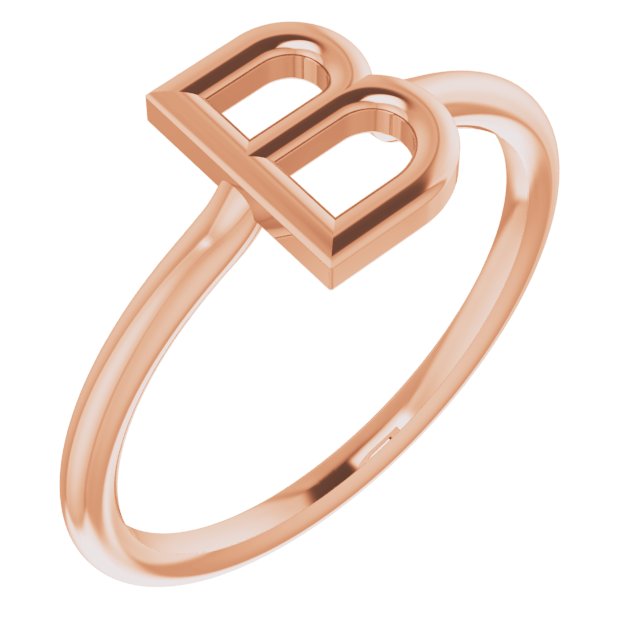 14K Rose Initial B Ring