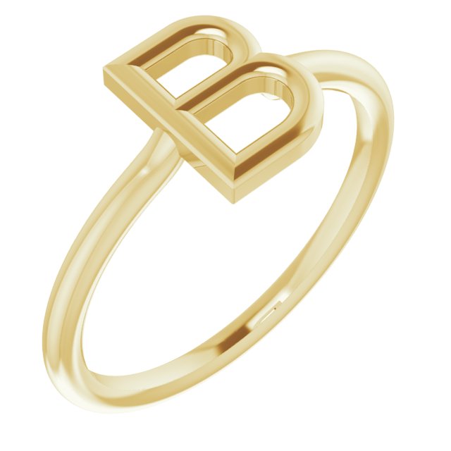 14K Yellow Initial B Ring