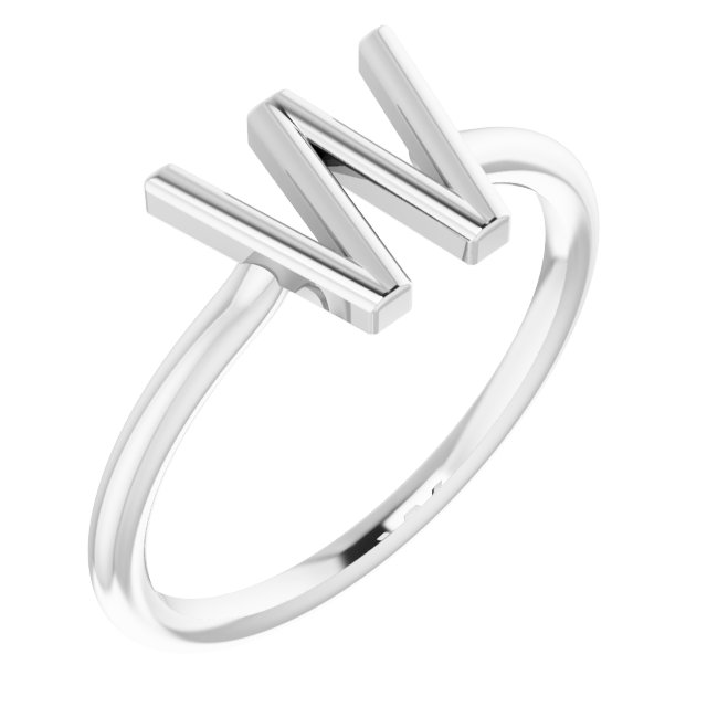 Sterling Silver Initial W Ring