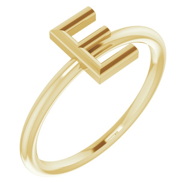 14K Yellow Initial E Ring