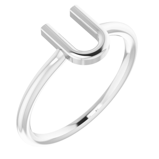 14K White Initial U Ring Ref. 15158468