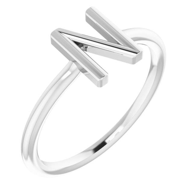 Sterling Silver Initial N Ring