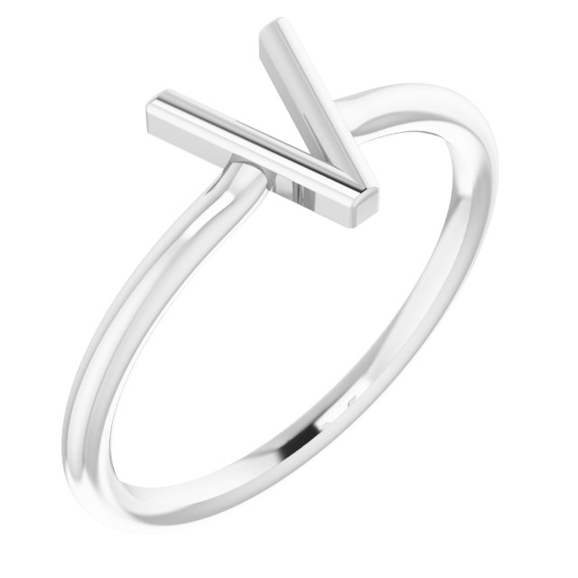 Sterling Silver Initial V Ring