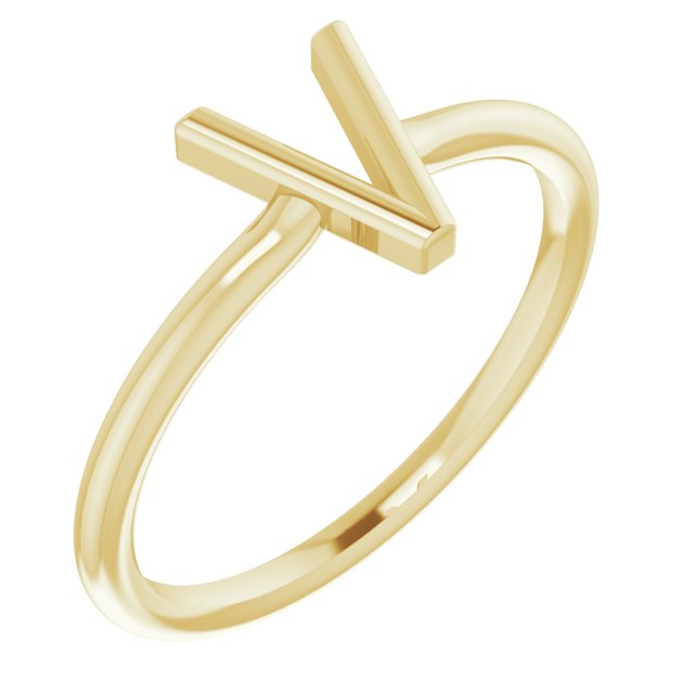 14K Yellow Initial V Ring Ref. 15158474