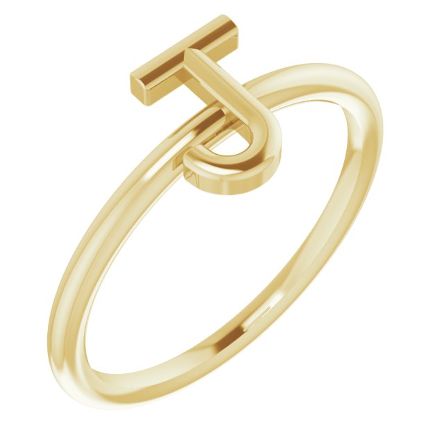 14K Yellow Initial J Ring