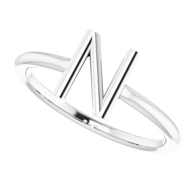 Sterling Silver Initial N Ring