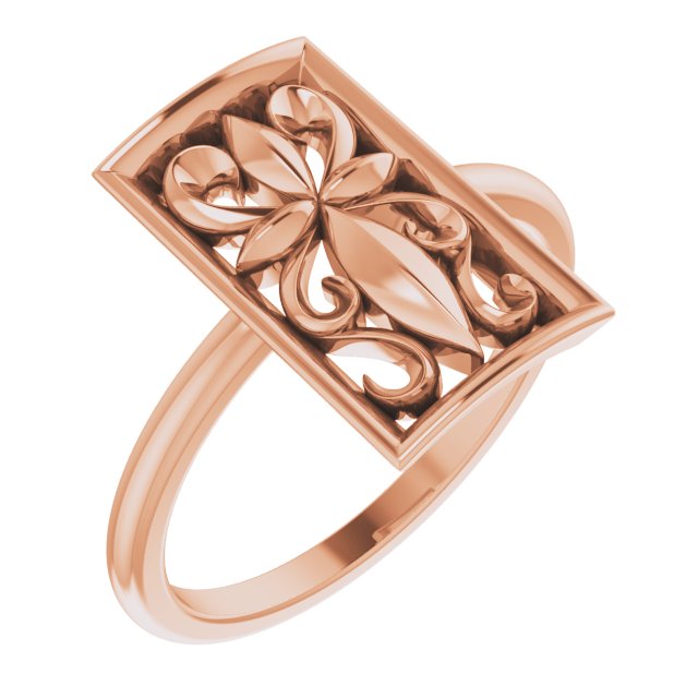 14K Rose Vintage-Inspired Cross Ring