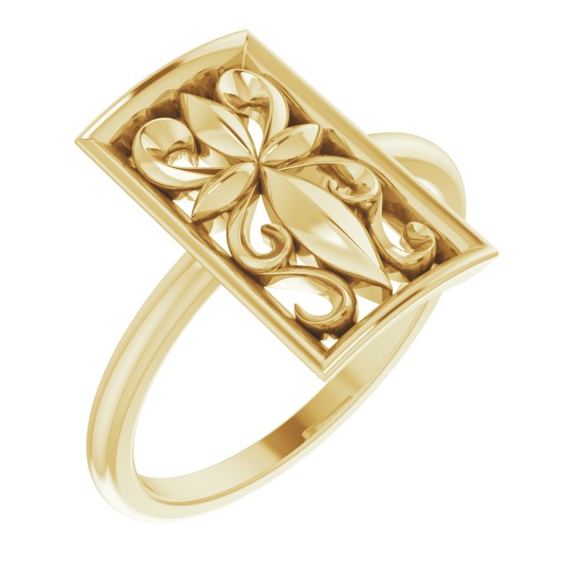 14K Yellow Vintage-Inspired Cross Ring