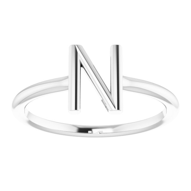 Sterling Silver Initial N Ring