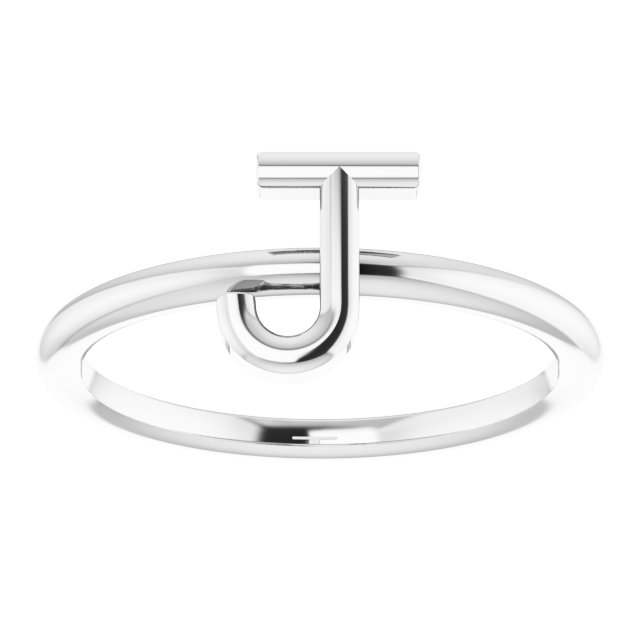 Sterling Silver Initial J Ring