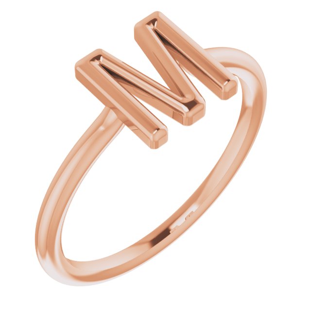 14K Rose Initial M Ring