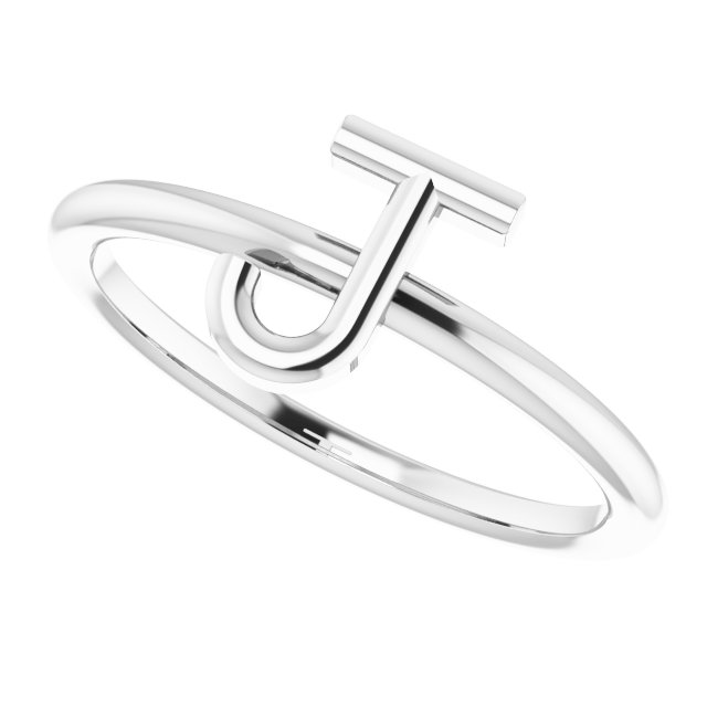 Sterling Silver Initial J Ring