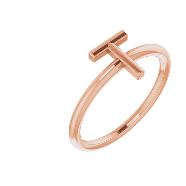 14K Rose Initial T Ring Ref. 15158465