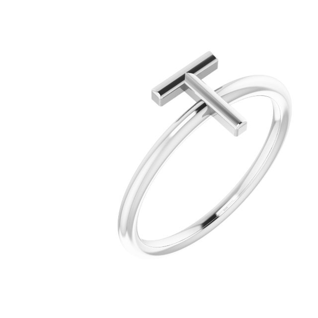 Sterling Silver Initial T Ring