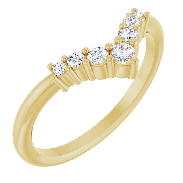 14K Yellow 1/6 CTW Diamond Graduated "V" Ring