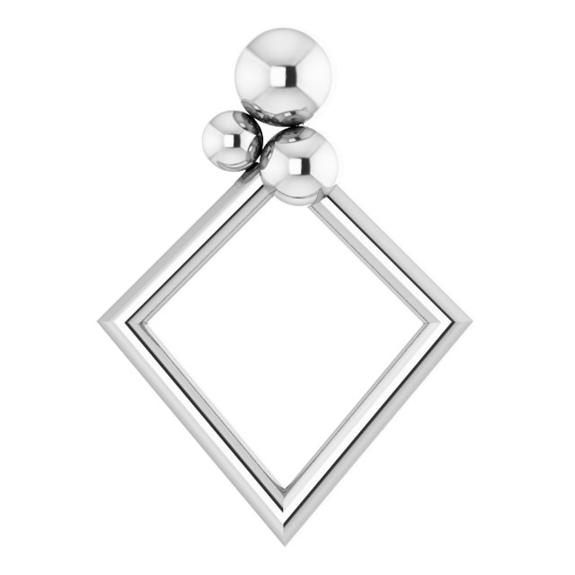 14K White 16.1x11.8 mm Geometric Pendant