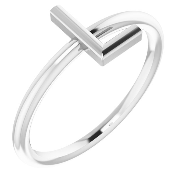 Sterling Silver Initial L Ring