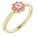 14K Yellow Natural Pink Tourmaline & .06 CT Natural Diamond Flower Ring