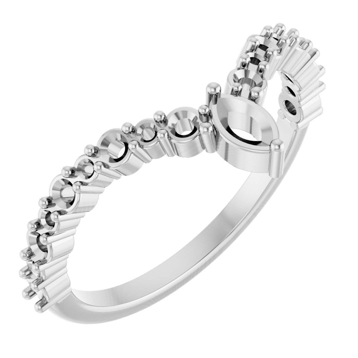 18K White 4.5x2.5 mm Marquise V Ring Mounting