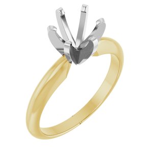 14K Yellow & Platinum 7.8-8.6 mm Round 6-Prong Heavy Solitaire Ring Mounting