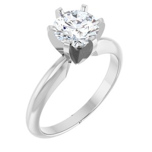 14K White 5.4-5.7 mm Round Heavy 6-Prong Engagement Ring Mounting