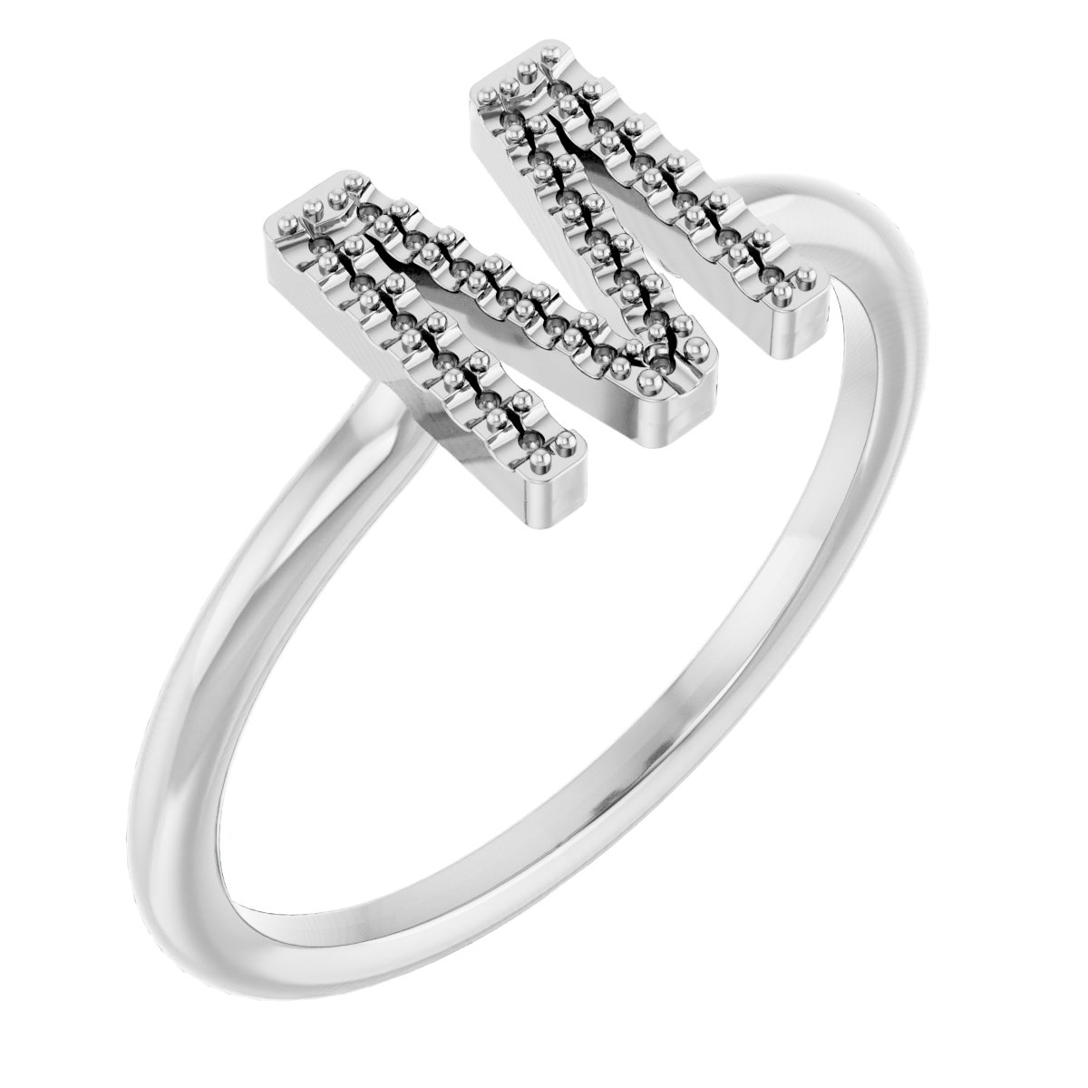 14K White .07 CTW Natural Diamond Initial M Ring