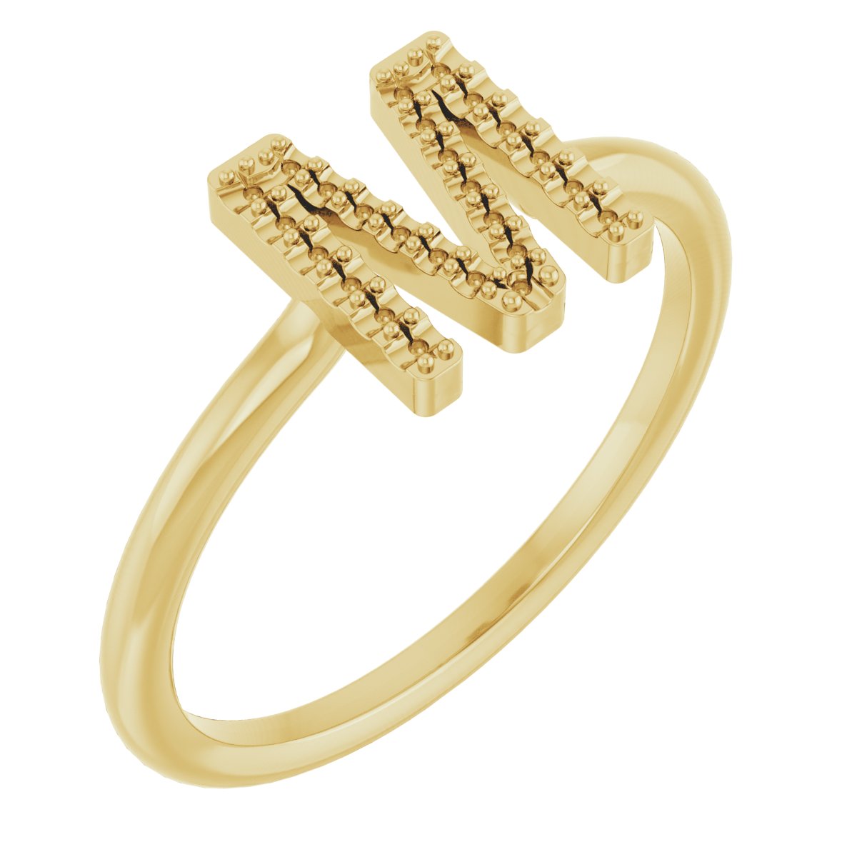 14K Yellow .07 CTW Natural Diamond Initial M Ring