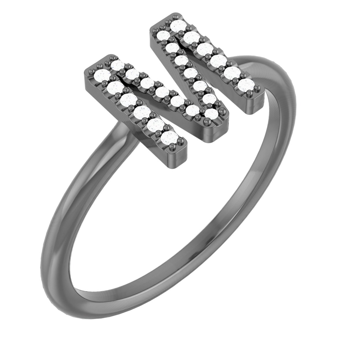 Sterling Silver .07 CTW Natural Diamond Initial M Ring