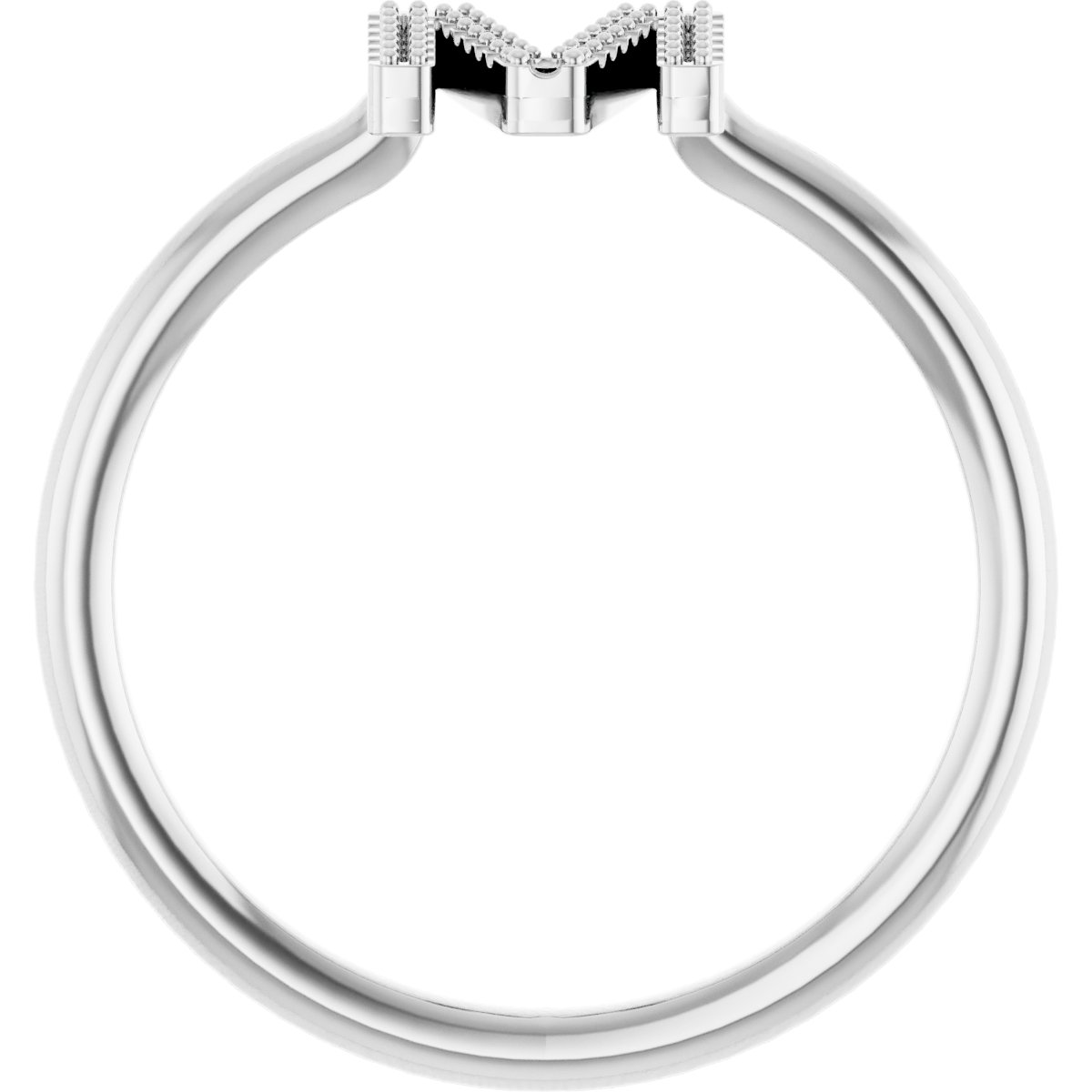 14K White .07 CTW Diamond Initial M Ring