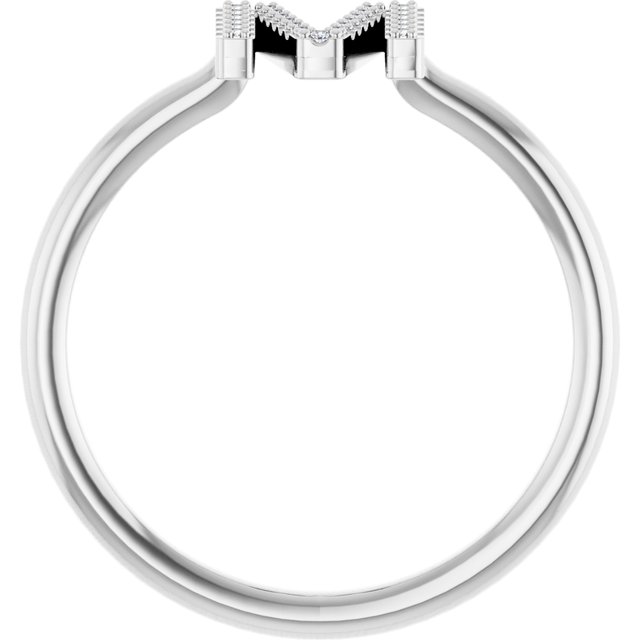 14K White .07 CTW Natural Diamond Initial M Ring
