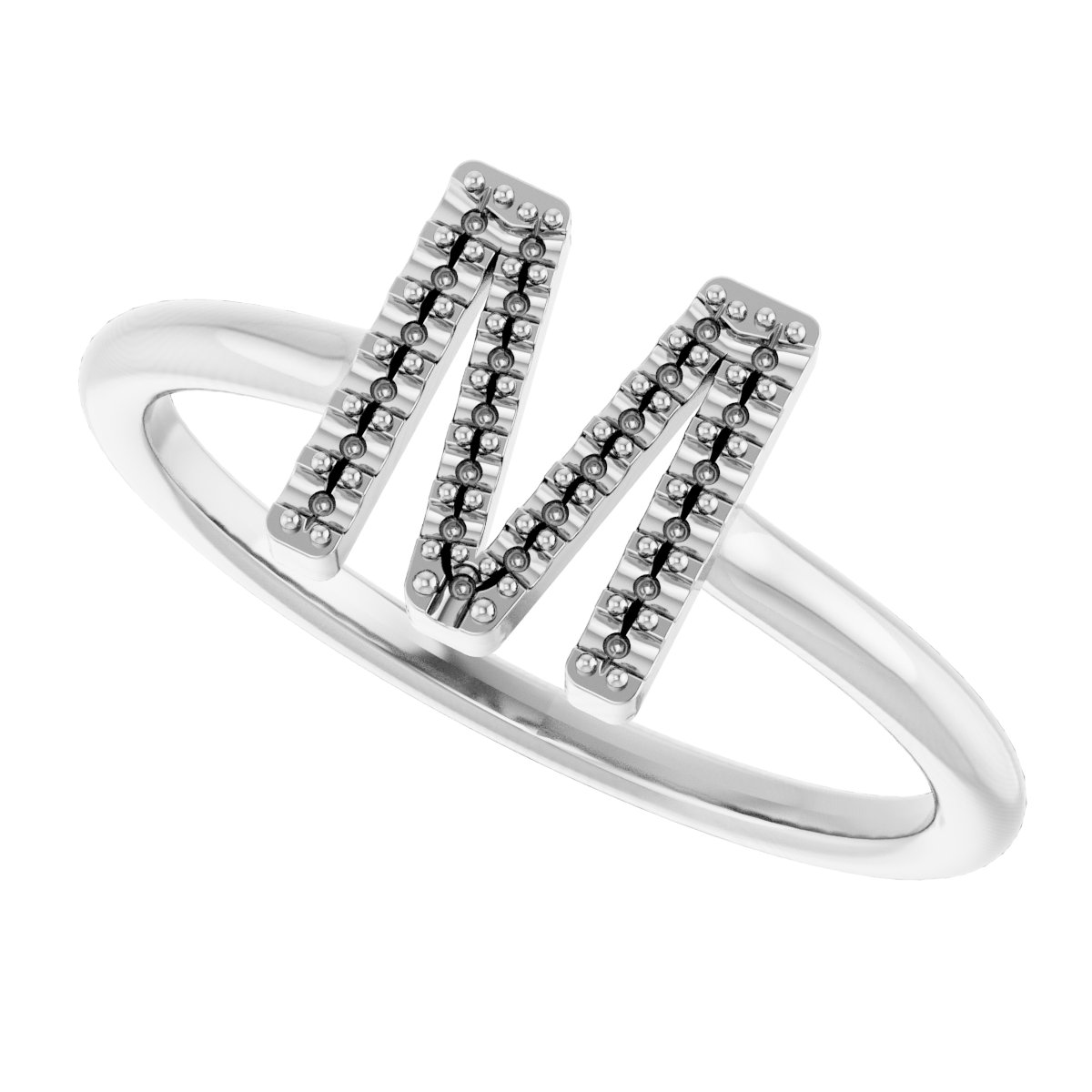 14K White .07 CTW Diamond Initial M Ring