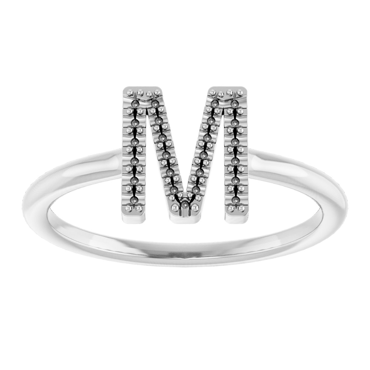 14K White .07 CTW Diamond Initial M Ring