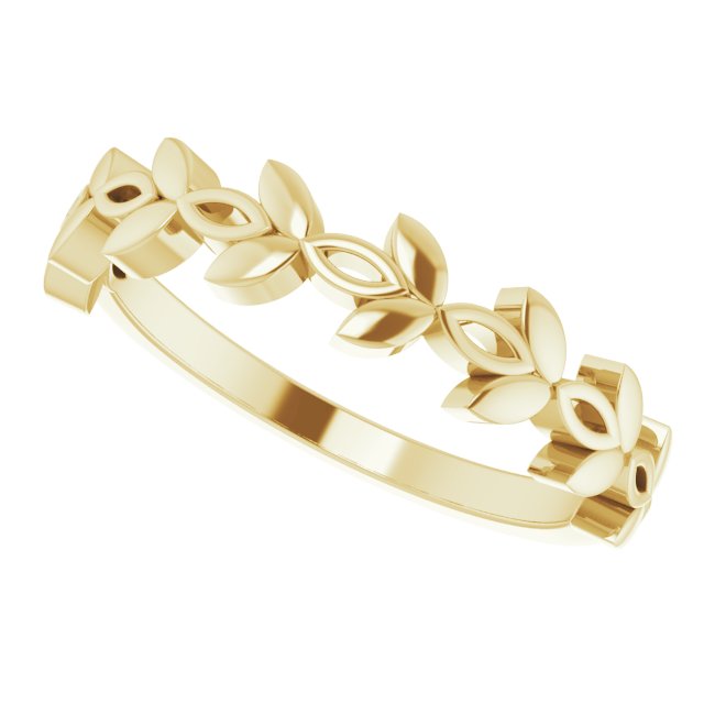 14K Yellow Stackable Floral Ring