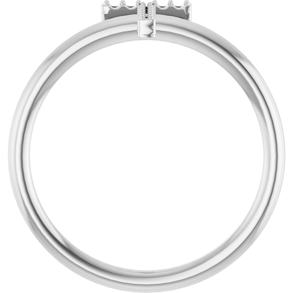 14K White .06 CTW Diamond Initial T Ring