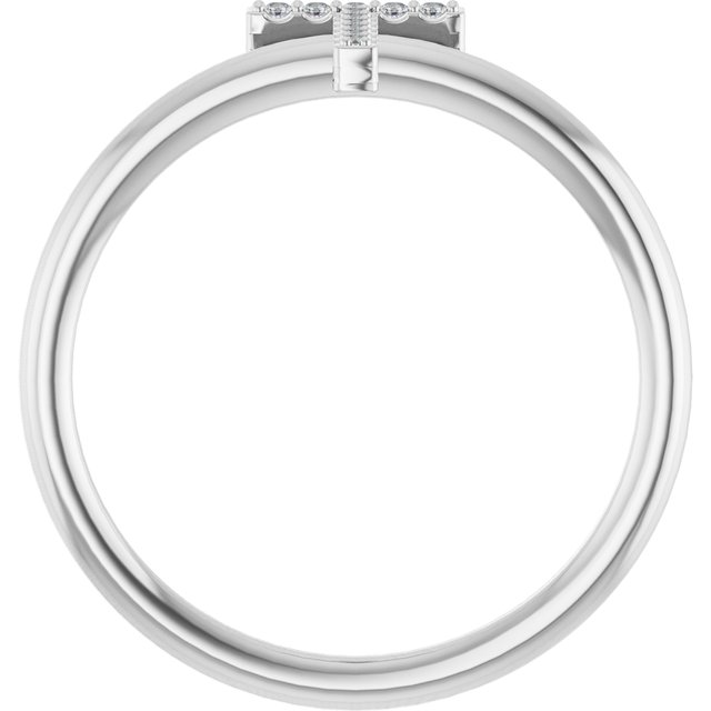 14K White .06 CTW Diamond Initial T Ring