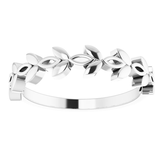 14K White Stackable Floral Ring