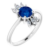 Sterling Silver Lab-Grown Blue Sapphire & 1/4 CTW Diamond Ring