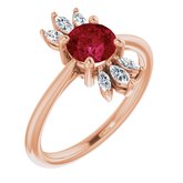 14K Rose Lab-Grown Ruby & 1/4 CTW Diamond Ring 
