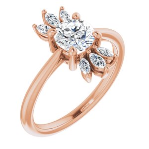 14K Rose Natural White Sapphire & 1/4 CTW Natural Diamond Ring