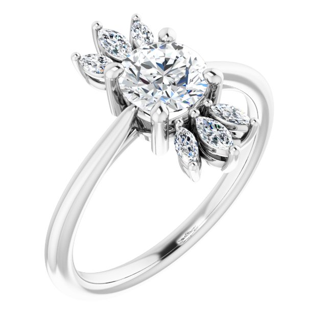 Platinum Natural White Sapphire & 1/4 CTW Natural Diamond Ring