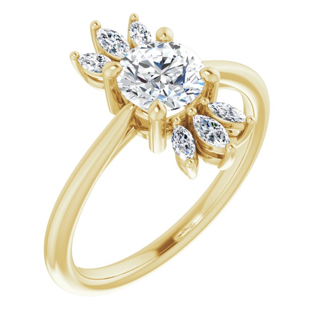 14K Yellow Natural White Sapphire & 1/4 CTW Natural Diamond Ring