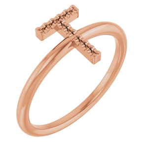 18K Rose Accented Initial T Ring Mounting